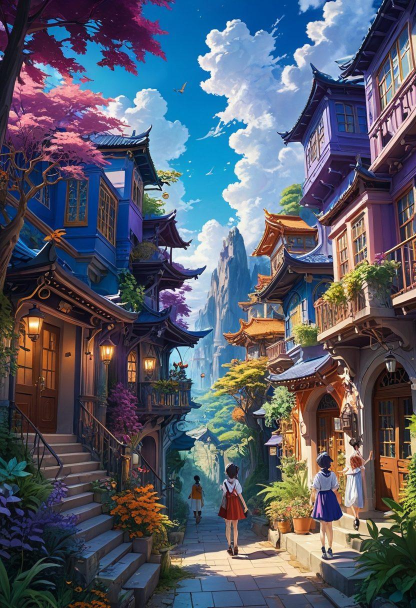 A colorful and whimsical portrayal of a fantastical world filled with iconic adult anime and manga characters, showcasing playful interactions among them. Include elements of vibrant landscapes and imaginative settings, hinting at various adult themes while maintaining an artistic allure. The background should feature a blend of dynamic colors to create an engaging atmosphere that captivates the viewer's attention. super-realistic. vibrant colors. anime-inspired.